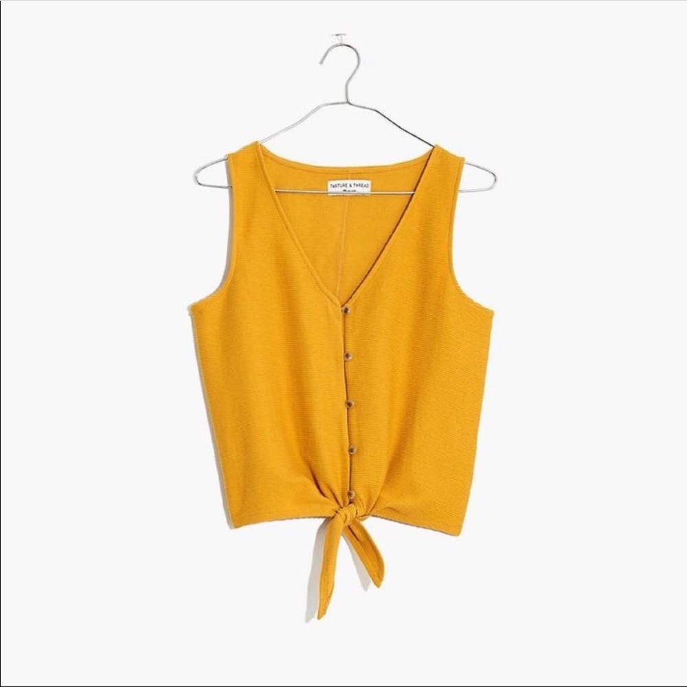 Madewell Texture & Thread Button Front Tie Tank - image 1